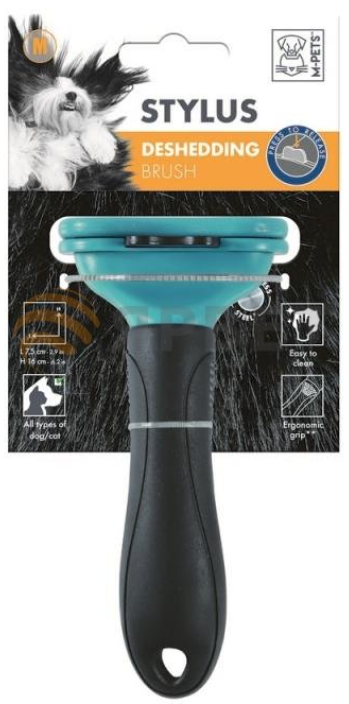 M-PETS Щетка-дешеддер для вычесывания кошек и собак, размер L, 11x16 см