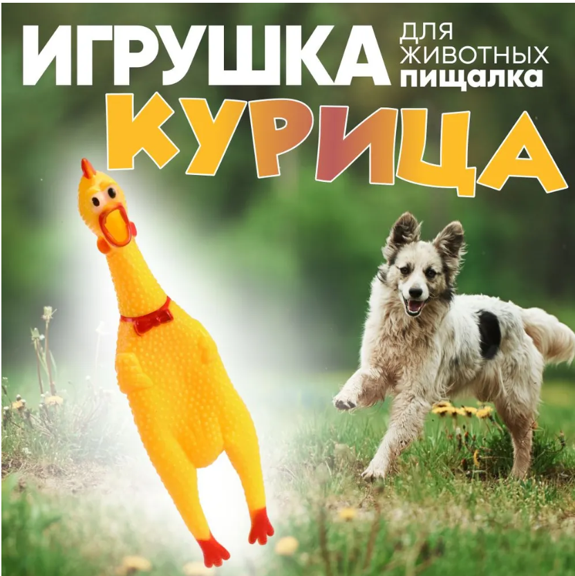 Игрушка Китай с пищалкой "Кричащая курица" "Орущая курица" для собак 29 см