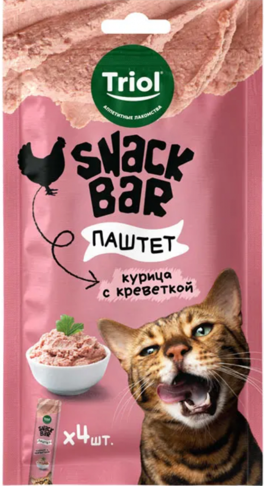 Лакомство для кошек "Паштет из курицы с креветкой", 40г, серия SNACK BAR