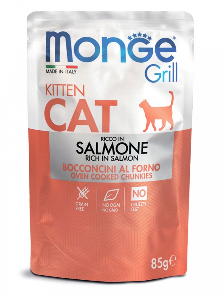 Влажный корм Monge Cat Grill Pouch паучи для котят норвежский лосось 85г