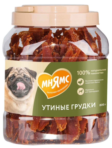 Лакомство Мнямс БАНКА Утиные грудки для собак 800 г