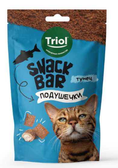Лакомство для кошек "Мини-подушечки с начинкой из тунца", 30г, серия SNACK BAR, Triol