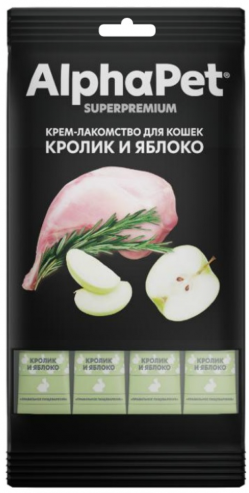 Крем-лакомство AlphaPet Superpremium кролик и яблоко для кошек 48 г