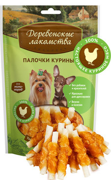 Лакомство для собак Деревенские лакомства мини пород палочки куриные 55 г