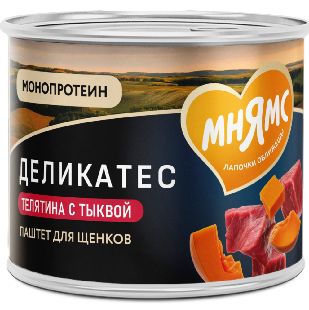 Консерва Мнямс Деликатес из телятины с тыквой "Асадо по-аргентински" для ЩЕНКОВ 200 г: ПАШТЕТ