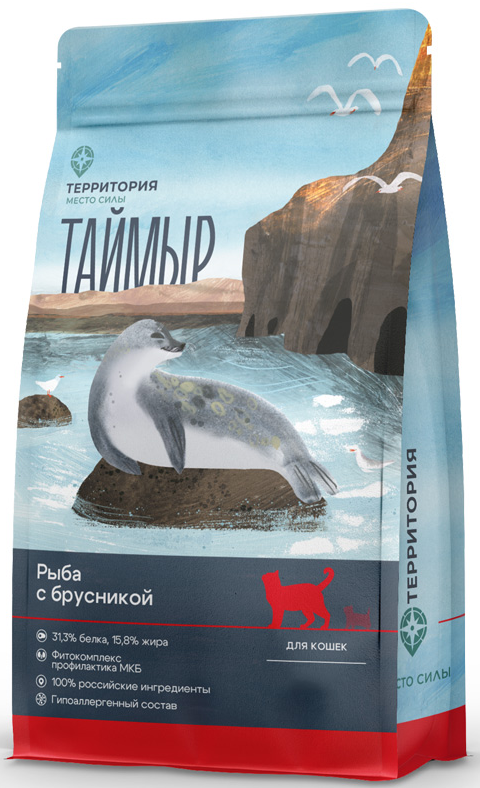Корм Территория Таймыр для кошек, рыба с брусникой