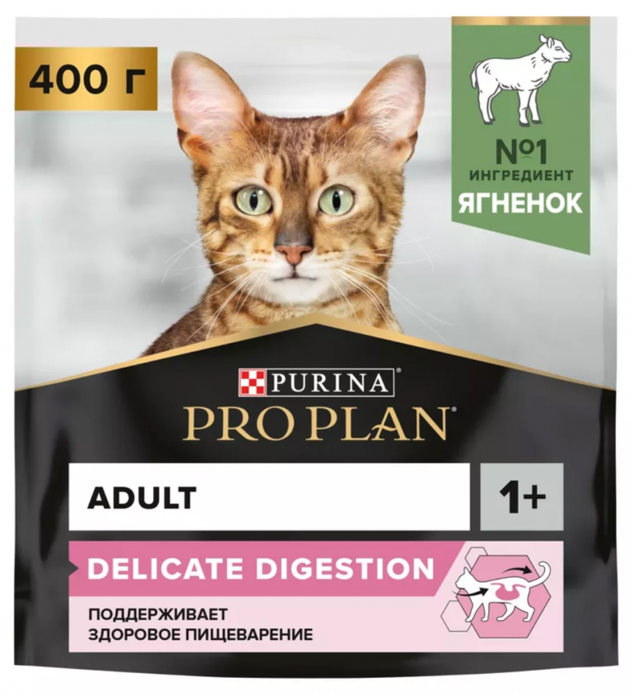 Корм PRO PLAN Delicate с ягненком с чувствительным пищеварением для кошек 400 г