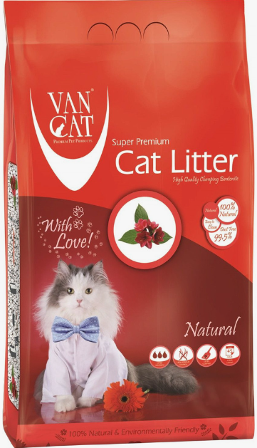 Наполнитель для кошек Van Cat комкующийся "100% Натуральный", без пыли 20 кг гранулы 0,5 - 2,25 мм