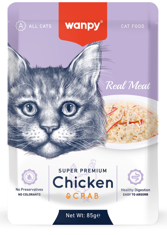Wanpy Cat Пауч для кошек из курицы и краба 85 г