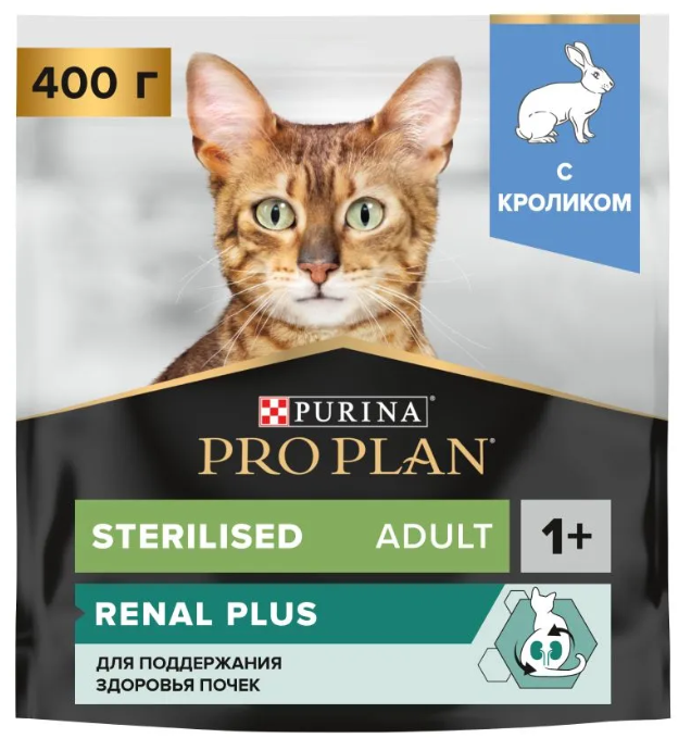 Корм Purina Pro Plan Sterilised при стерилизации и кастрации с кроликом для кошек 400 г