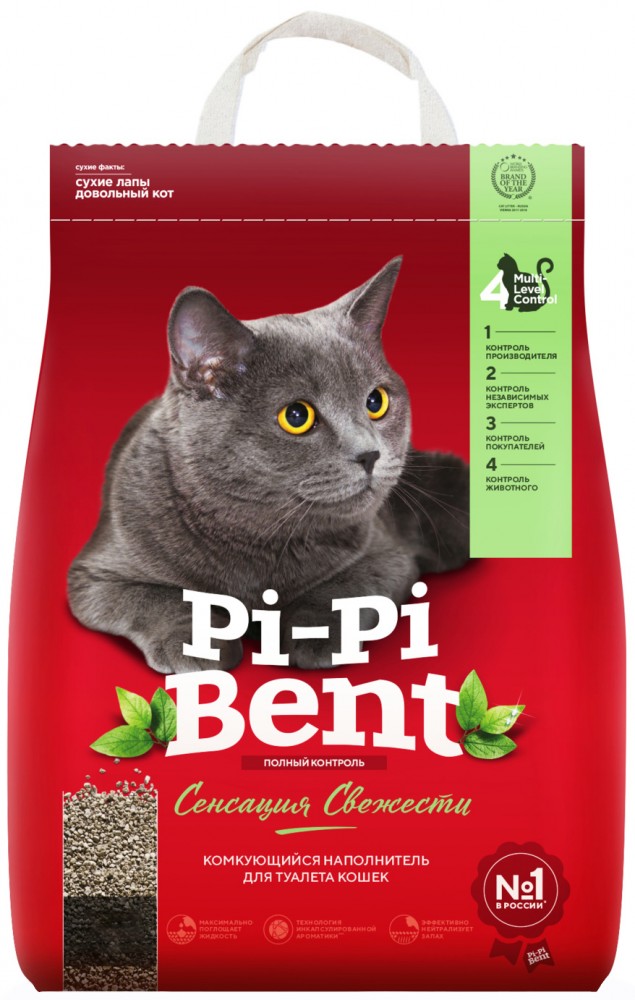 Наполнитель Pi-Pi-Bent комкующийся "Сенсация свежести" 10 кг