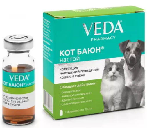 VEDA КОТБАЮН настой для собак и кошек, УСПОКОИТЕЛЬНОЕ средство, 3 фл. по 10 мл, 30 мл