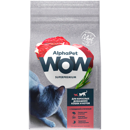 Сухой корм Alphapet WOW Superpremium c говядиной и печенью для кошек