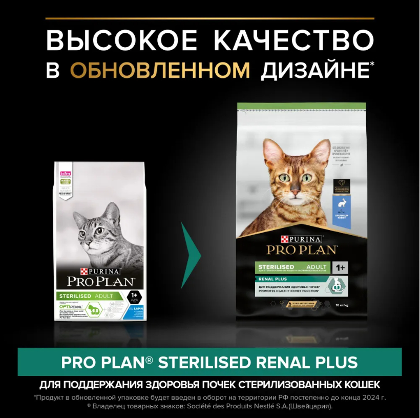 Корм Purina Pro Plan Sterilised при стерилизации и кастрации с кроликом для кошек 400 г