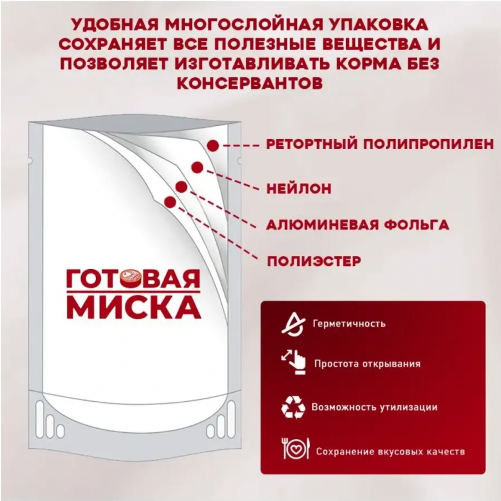 Корм Готовая Миска Говядина полнорационный для кошек 300 г