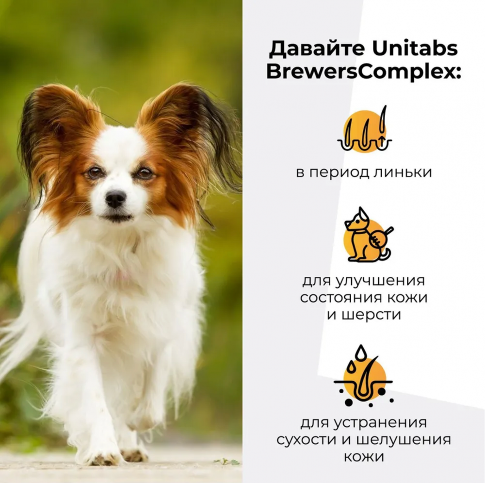 Unitabs (Neoterica) BrewersComplex  витаминно-минеральный комплекс для мелких собак, для кожи и шерсти 100 таб ТАБЛЕТКИ
