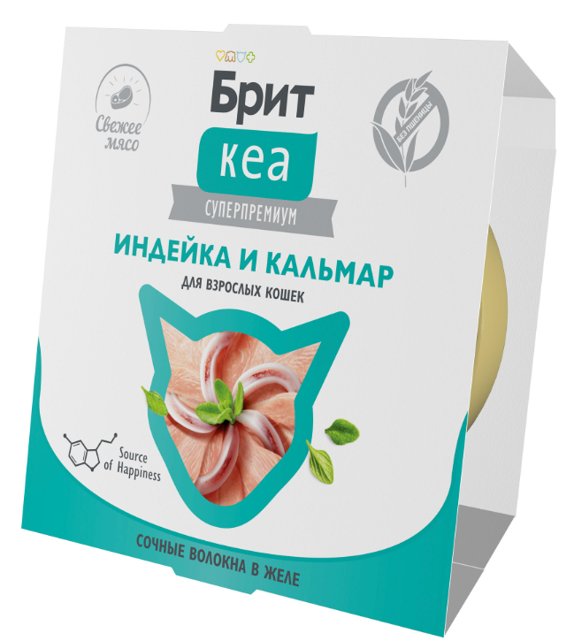 БРИТ КЕА, Ламистер для взрослых кошек, Индейка и Кальмар: ЖЕЛЕ 75 г