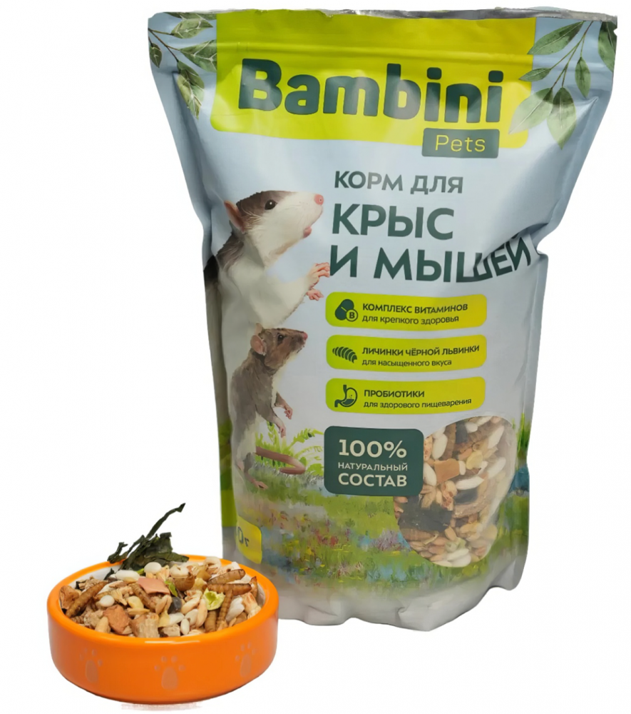 Корм Bambini Pets для крыс и мышей 800 г