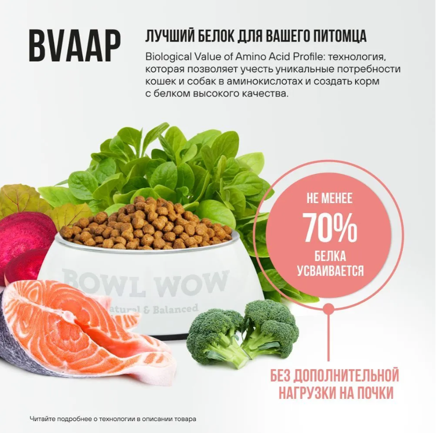Корм BOWL WOW для стерилизованных кошек с лососем, белой рыбой и брокколи